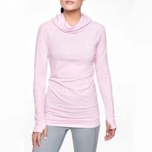 ​Athleta Essence Hooded Cowl Neck Tunic Pink XS Lyocell Blend Long Sleeve